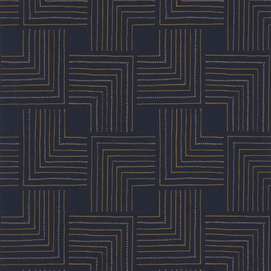 Casadeco 84396533 Nangara Tingari Bleu Nuit - tapeta geometryczna w linie