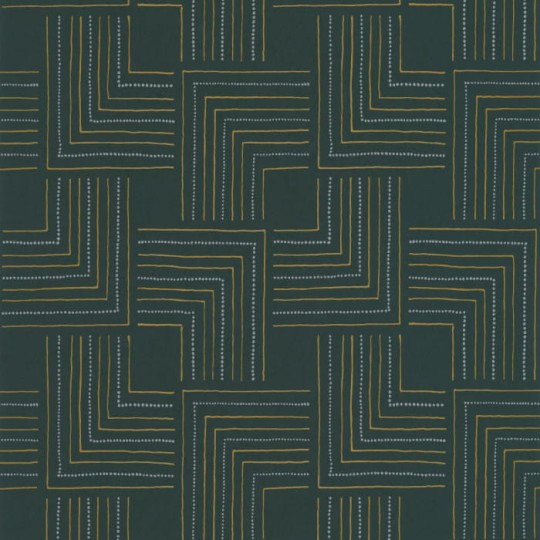 Casadeco 84397412 Nangara Tingari Vert Emeraude - tapeta geometryczna w linie