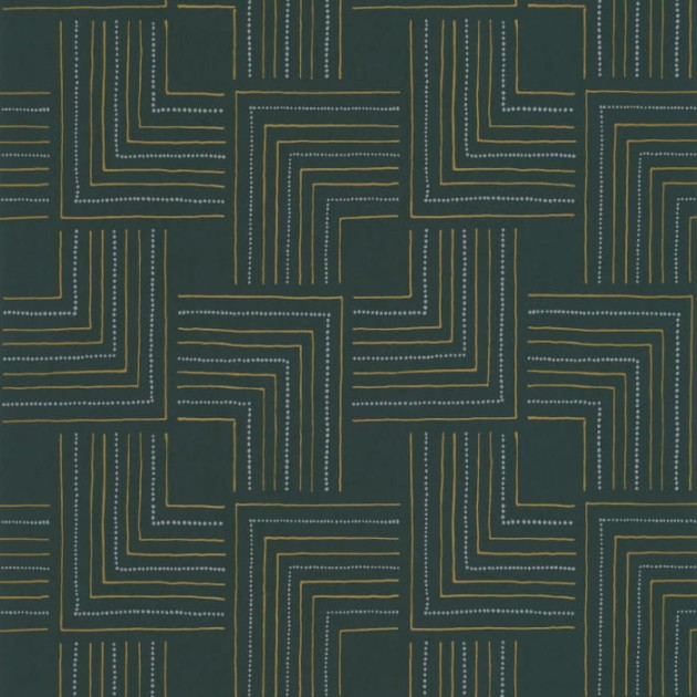 Casadeco 84397412 Nangara Tingari Vert Emeraude - tapeta geometryczna w linie
