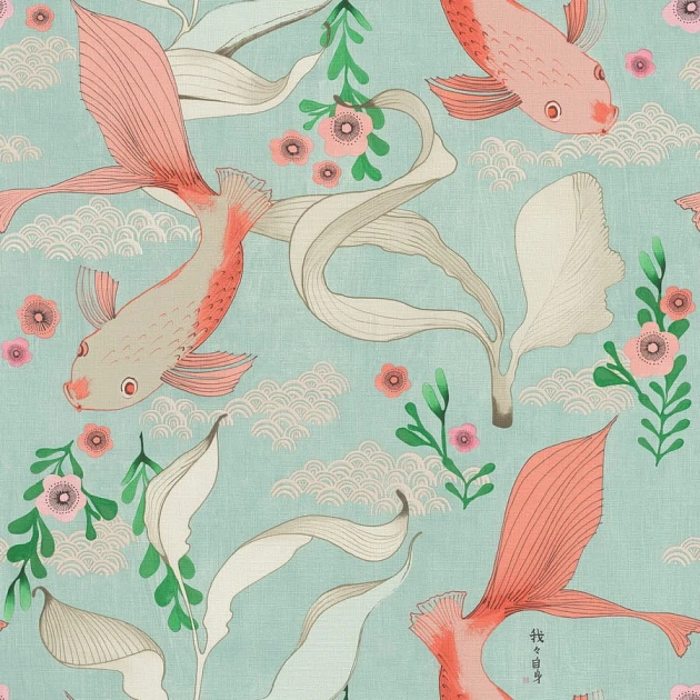 Rasch Textil 539837 Amazing Just Dive In - tapeta z motywem ryb, kwiatów i glonów