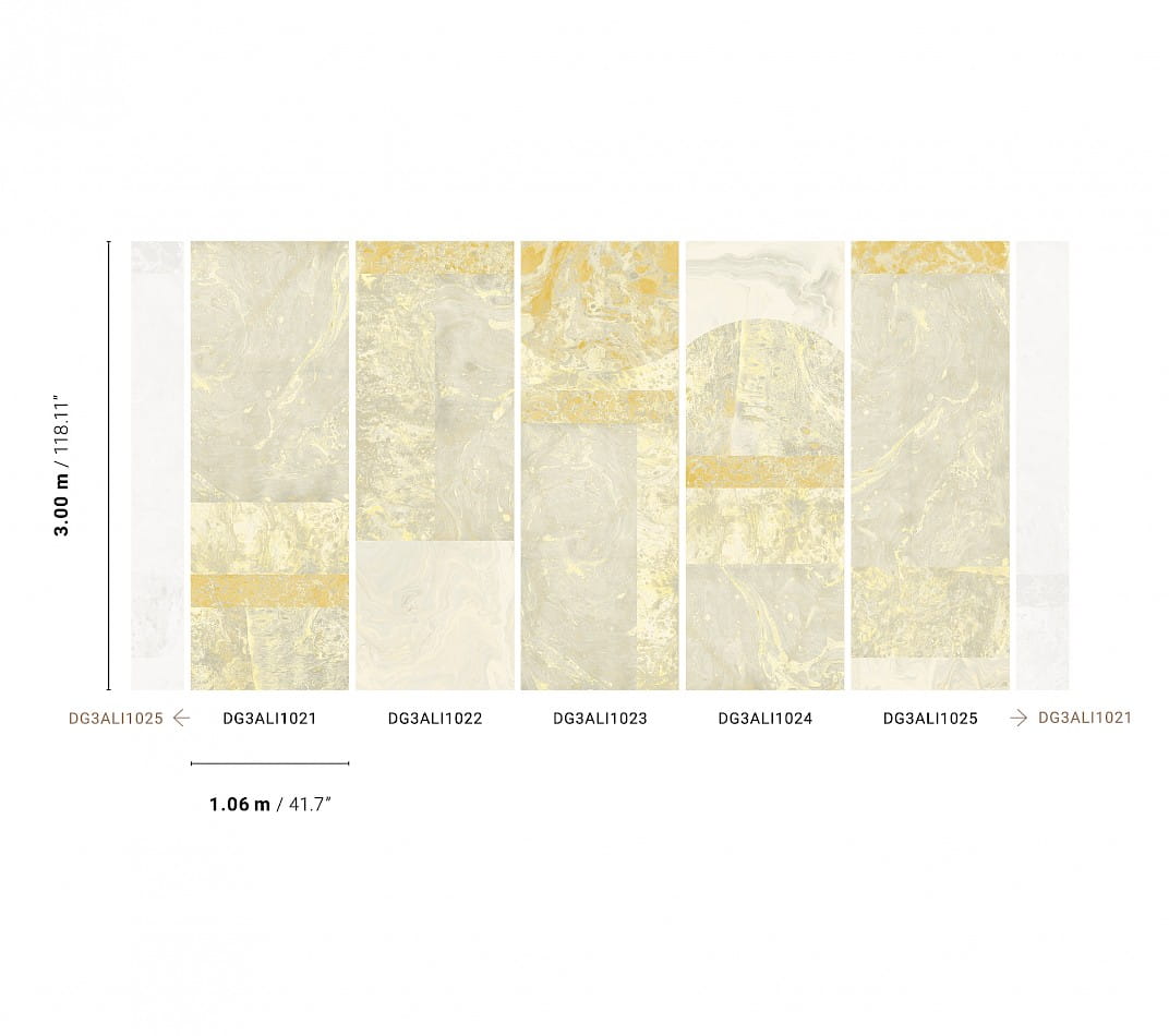 Khroma DG3ALI1025 Wall Designs III Alicante Gold - mural z motywem płytek marmurowych