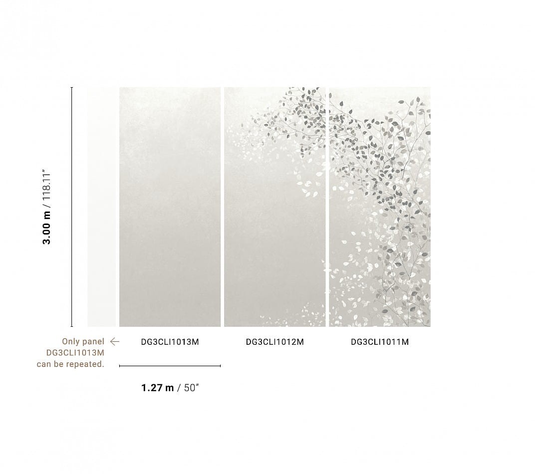 Khroma DG3CLI1011M Wall Designs III Climber Porcelain - mural z motywem gałązek z drobnymi liśćmi
