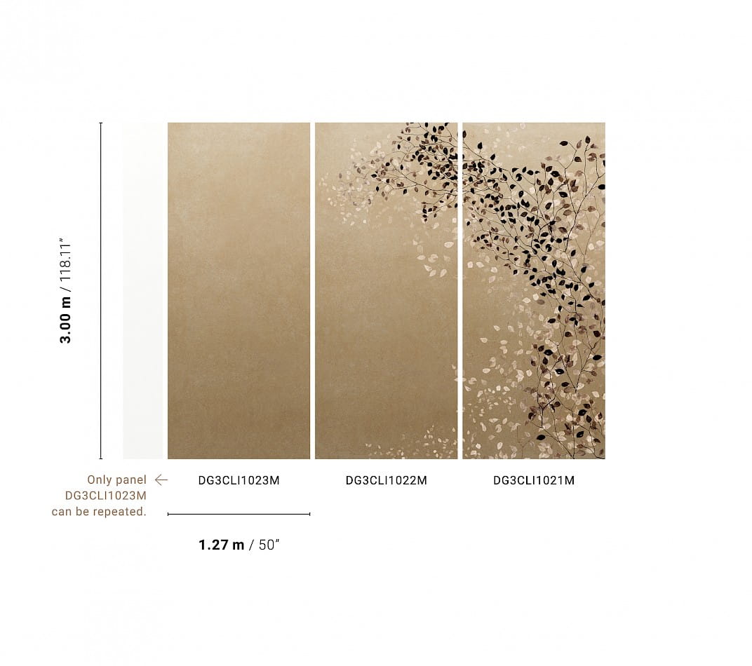 Khroma DG3CLI1022M Wall Designs III Climber Coffee - mural z motywem gałązek z drobnymi liśćmi