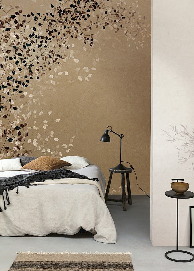 Khroma DG3CLI1023M Wall Designs III Climber Coffee - mural z motywem gałązek z drobnymi liśćmi