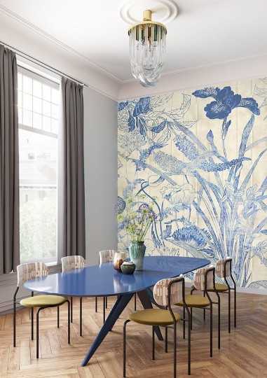Khroma DG3LEI1031 Wall Designs III Lei Delft - mural z motywem szkicowanych kwiatów i liści