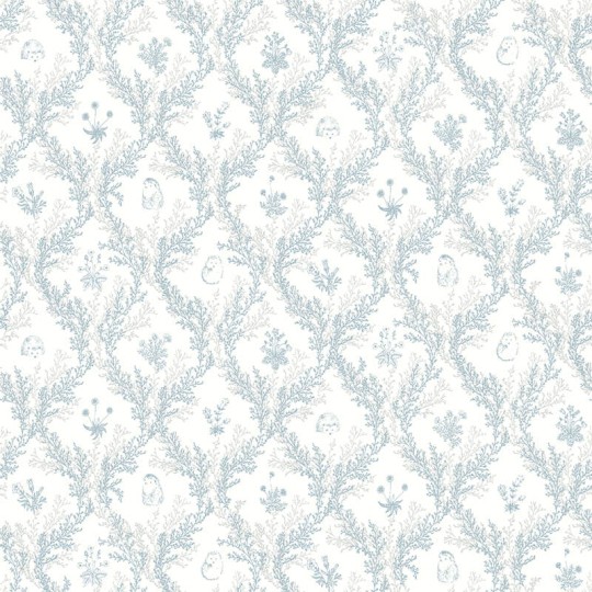 Lutece 36200201-EN Tartine et Chocolate Toile De Jouy Bleu - tapeta z motywem ornamentów z kwiatów i jeży