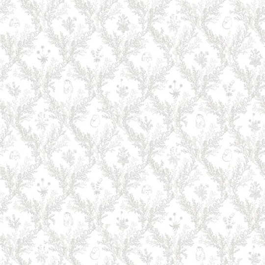 Lutece 36200209-EN Tartine et Chocolate Toile De Jouy Gris - tapeta z motywem ornamentów z kwiatów i jeży
