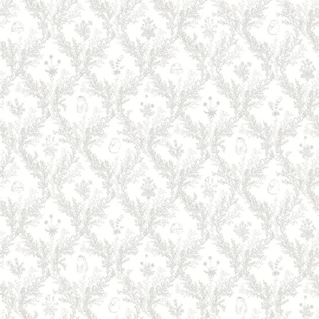 Lutece 36200209-EN Tartine et Chocolate Toile De Jouy Gris - tapeta z motywem ornamentów z kwiatów i jeży