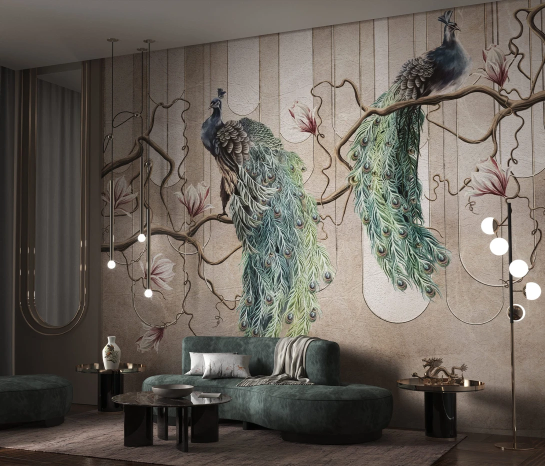 Wallcraft 690 31 2202 Nollio - mural z pawiami na gałęzi