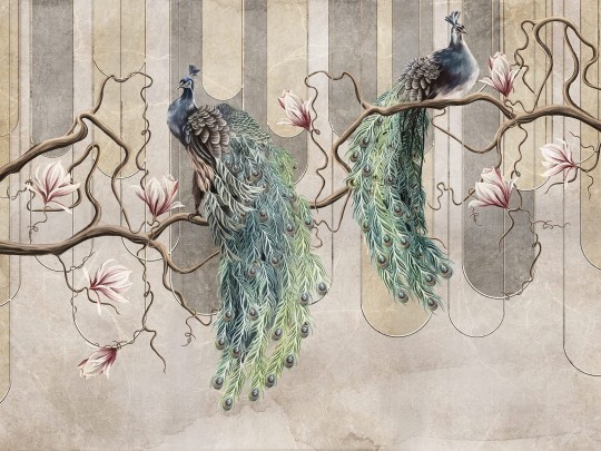 Wallcraft 690 32 2202 Nollio - mural z pawiami na gałęzi