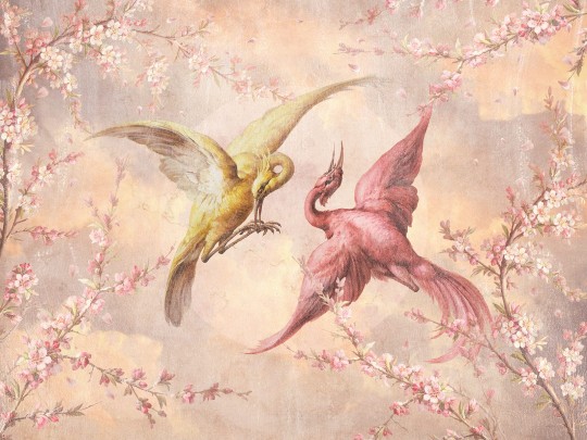 Wallcraft 620 32 2202 Allevi - mural z motywem ptaków i kwiatowych gałęzi