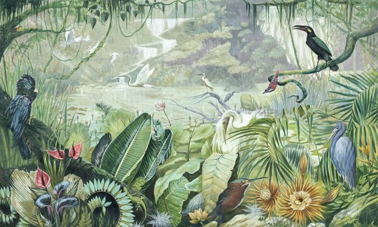 Wonderwall 35071708 Gaia - mural z motywem lasu tropikalnego i ptaków