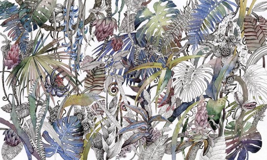 Wonderwall 35054805 Fusion - tropikalny mural z motywem kwiatów i liści