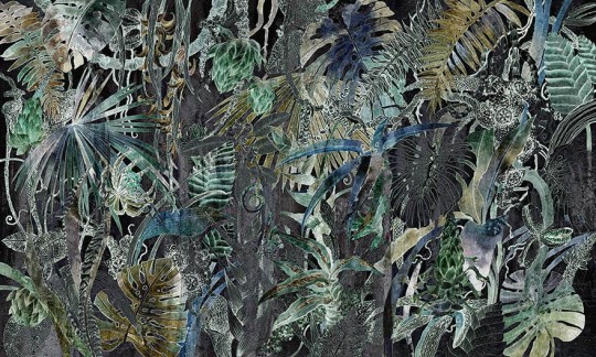 Wonderwall 35054800 Fusion - tropikalny mural z motywem kwiatów i liści