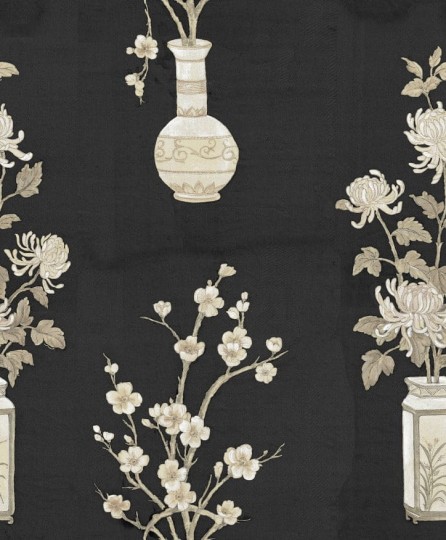 Rebel Walls R19340 Imperfections Japanese Vases Graphite - mural z motywem japońskich wazonów