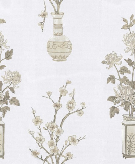Rebel Walls R19341 Imperfections Japanese Vases Pearl - mural z motywem japońskich wazonów