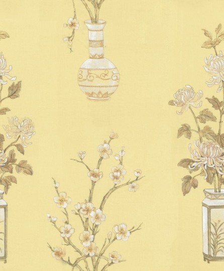 Rebel Walls R19342 Imperfections Japanese Vases Saffron - mural z motywem japońskich wazonów