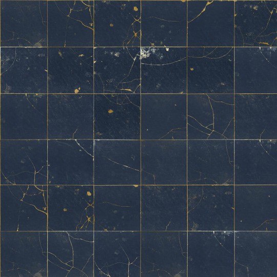 Rebel Walls R19295 Imperfections Kintsugi Dark Blue - mural imitujący płytki