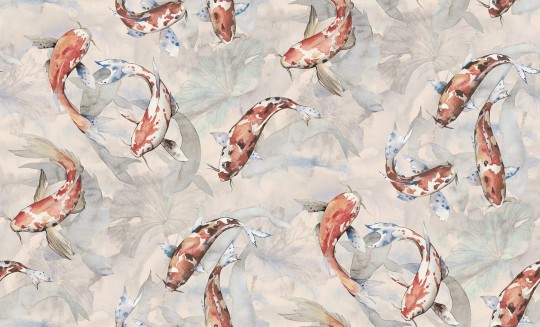 Rebel Walls R19301 Imperfections Koi Coral - mural w ryby koi