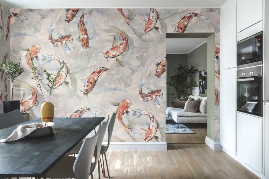 Rebel Walls R19301 Imperfections Koi Coral - mural w ryby koi