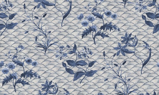 Rebel Walls R19321 Imperfections Floral Ripple Blue - mural z motywem fal i kwiatów