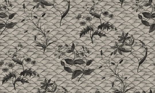 Rebel Walls R19322 Imperfections Floral Ripple Graphite - mural z motywem fal i kwiatów