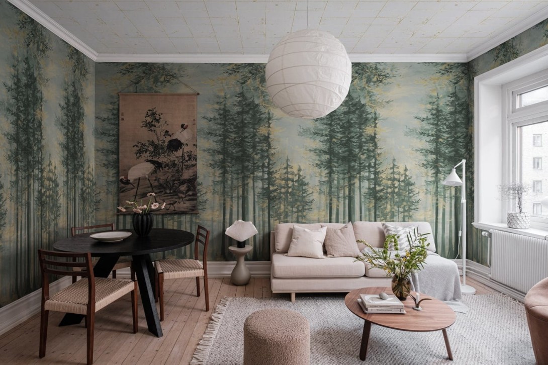 Rebel Walls R19313 Imperfections Daybreak Green - mural las