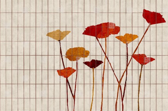 London Art TDV2GP101_1A The Daydreamer vol.2 In the Morning - mural z motywem kratki i kwiatów