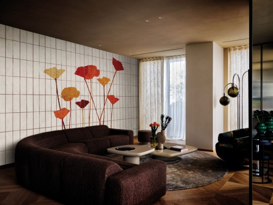 London Art TDV2GP101_2A The Daydreamer vol.2 In the Morning - mural z motywem kratki i kwiatów