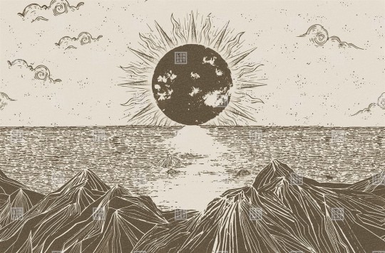 London Art TDV2GP202_2A The Daydreamer vol.2 Do The Strand - mural z motywem słońca, gór i wody