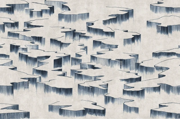 London Art TDV2GP205_2 The Daydreamer vol.2 Grey Lagoons - geometryczny mural z motywem platform