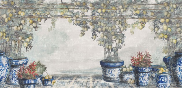 Inkiostro Bianco INKIBNI2302 Viaggio in Italia Sorrento - mural z motywem drzew cytryn, donic i roślin