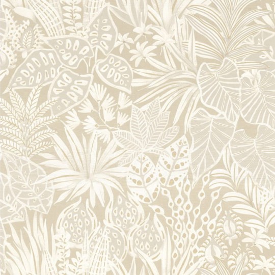 Casamance 75950712 Golfe Du Bengale Madhuca Sable - tapeta w liście