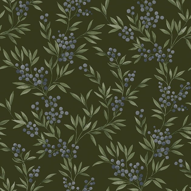 Boras Tapeter 4715 Woodland Forest Berries - tapeta o wzorze jagód i liści