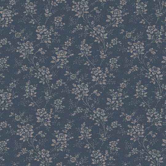 Boras Tapeter 1177 Woodland Hip Rose - granatowa tapeta w kwiaty