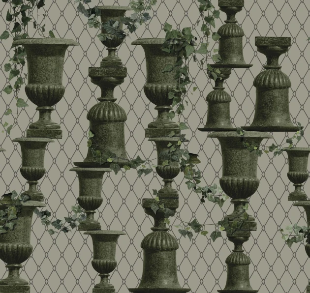 Wall & Deco Contemporary 2023 Il Giardino dei Medici WDGM2301 - fototapeta z motywem siatki, kwietników i bluszczu
