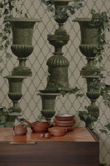 Wall & Deco Contemporary 2023 Il Giardino dei Medici WDGM2301 - fototapeta z motywem siatki, kwietników i bluszczu