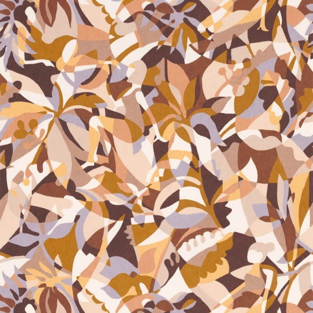 Casamance 75880814 L’ile Aux Oiseaux Plongeon Ocre - tapeta abstrakcyjna w liście