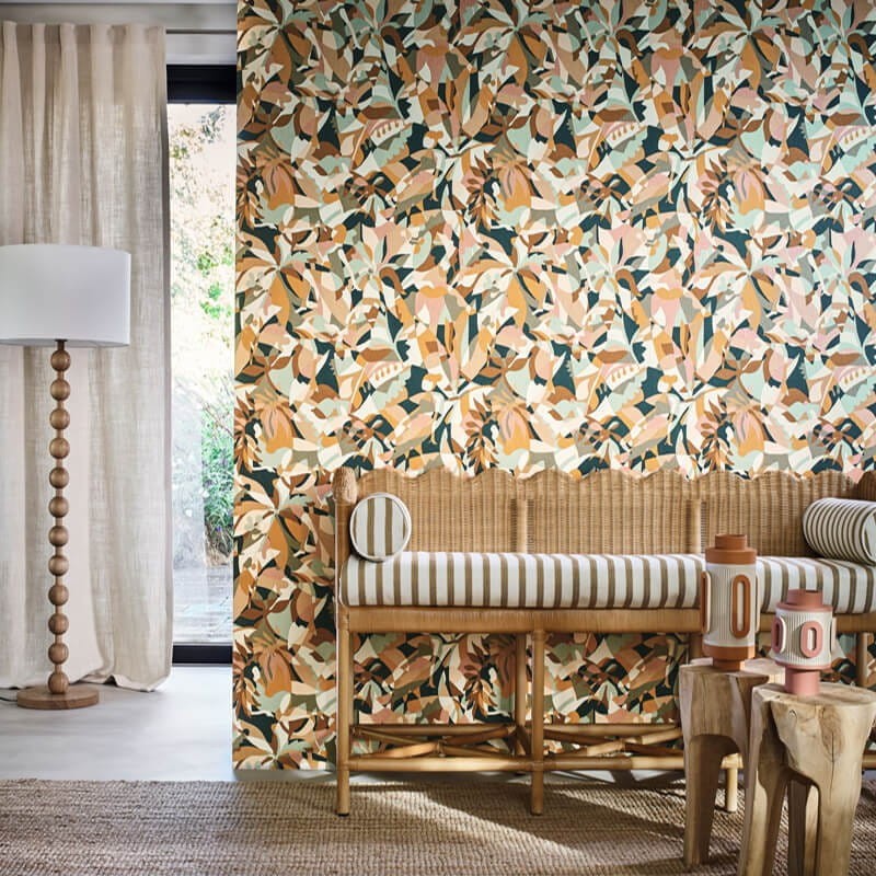 Casamance 75880712 L’ile Aux Oiseaux Plongeon Celadon - tapeta abstrakcyjna w liście