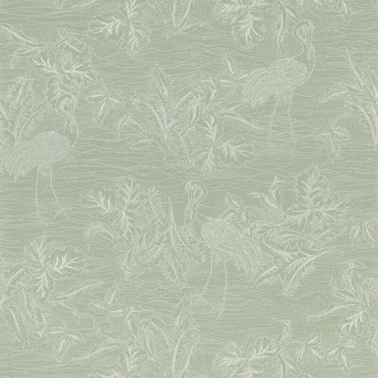 Casamance 75891426 L’ile Aux Oiseaux Mirador Celadon - tapeta z motywem ptaków brodzących po rzece
