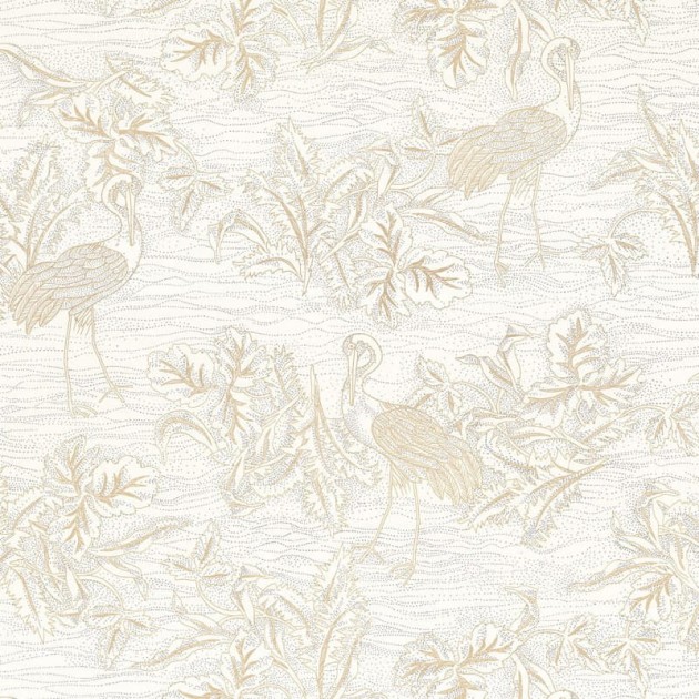 Casamance 75891222 L’ile Aux Oiseaux Mirador Blanc - tapeta z motywem ptaków brodzących po rzece