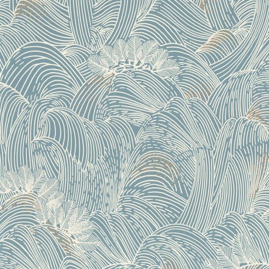 Casamance 75902242 L’ile Aux Oiseaux Maree Haute Bleu Persan - tapeta fale