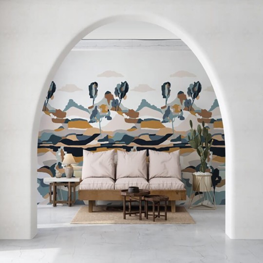 Casamance 75933670 L’ile Aux Oiseaux Le Bassin Bleu Persan - mural z krajobrazem