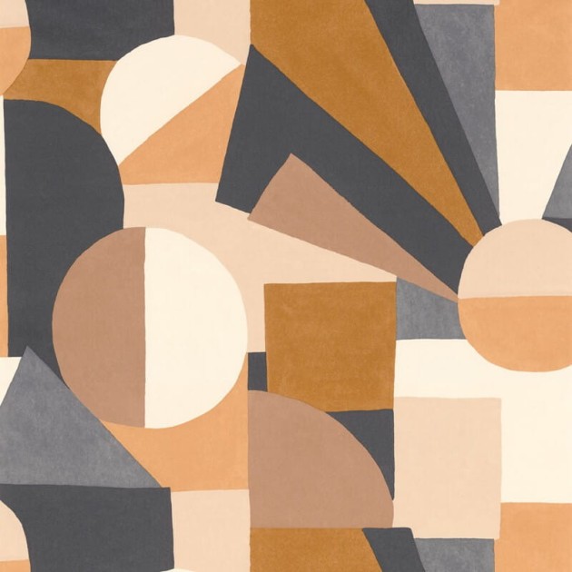 Casamance 76011018 Mouvements Sonia Orange - tapeta w geometryczne i kolorowe kształty