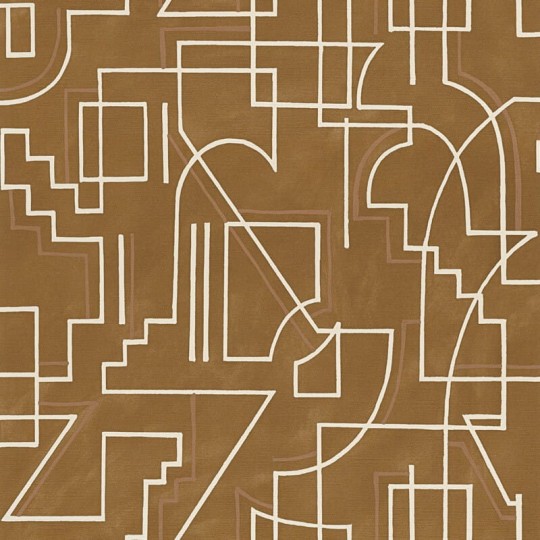 Casamance 76022854 Mouvements Alexander Camel - tapeta w geometryczne linie