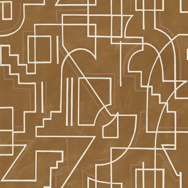 Casamance 76022854 Mouvements Alexander Camel - tapeta w geometryczne linie