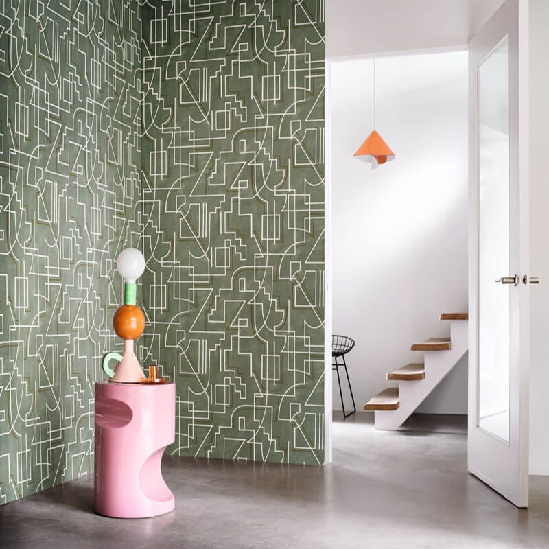 Casamance 76022854 Mouvements Alexander Camel - tapeta w geometryczne linie