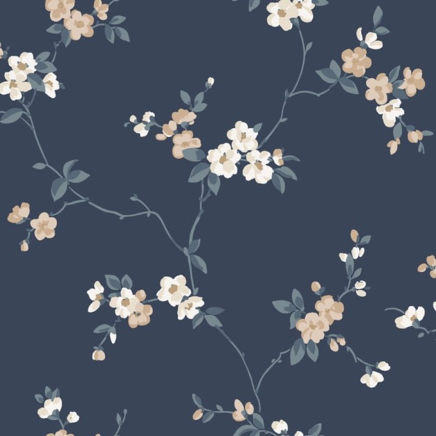 Sandberg S10189 Villa Dalaro II Engla Classic Blue - tapeta w kwiaty jabłoni