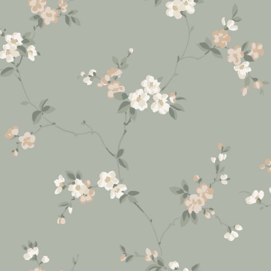 Sandberg S10188 Villa Dalaro II Engla Sage Green - tapeta w kwiaty jabłoni