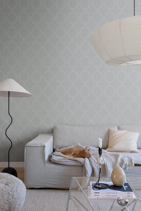 Sandberg S10202 Villa Dalaro II Wilma Misty Blue - tapeta w wieńce laurowe